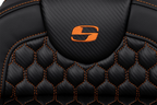SADDLEMEN RoadSofa Seat for Harley Davidson (Extended Reach, Honeycomb, Orange Stitch)