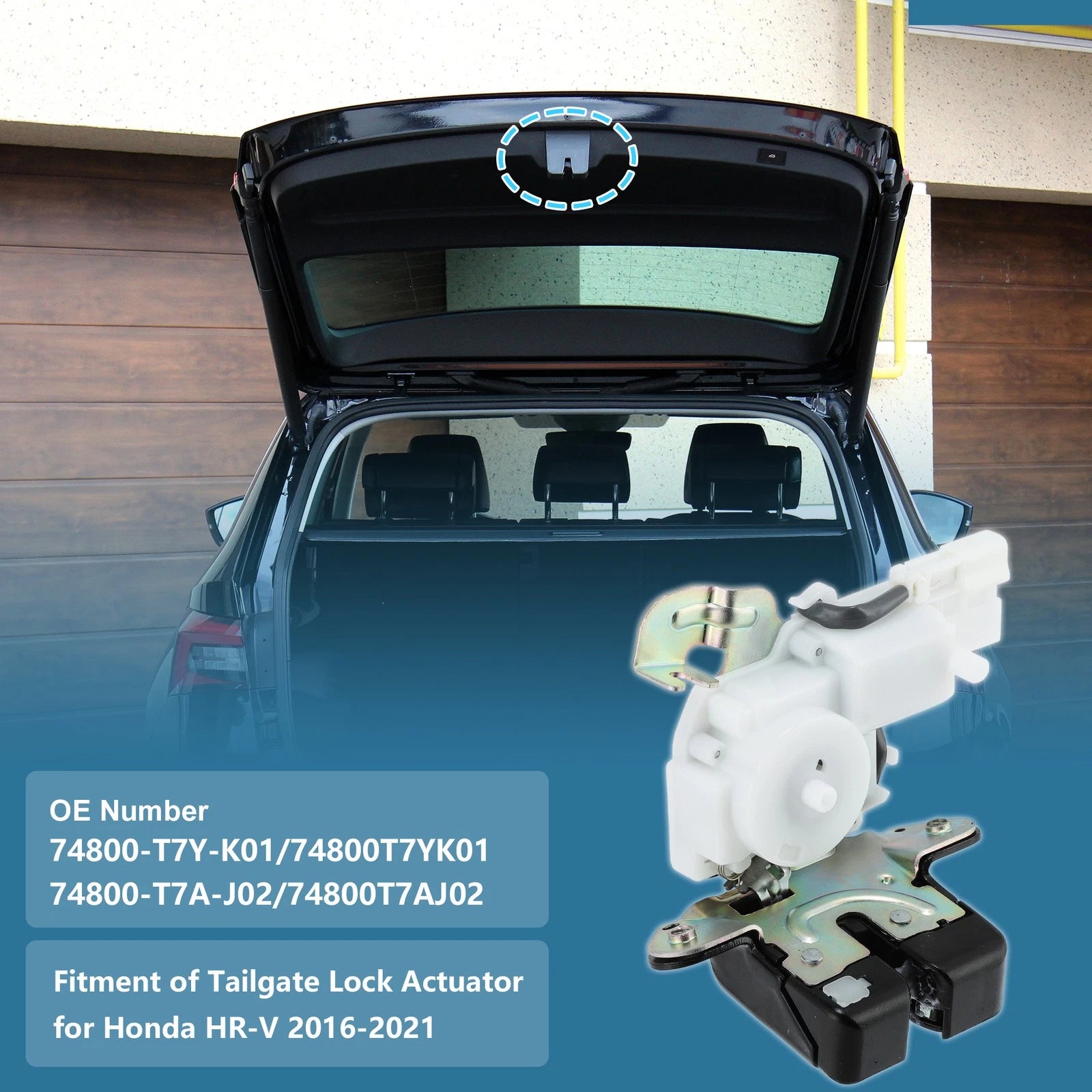 Tailgate Lock Actuator for Honda HR-V (2016–2021) 74800-T7Y-K01, 74800-T7A-J02
