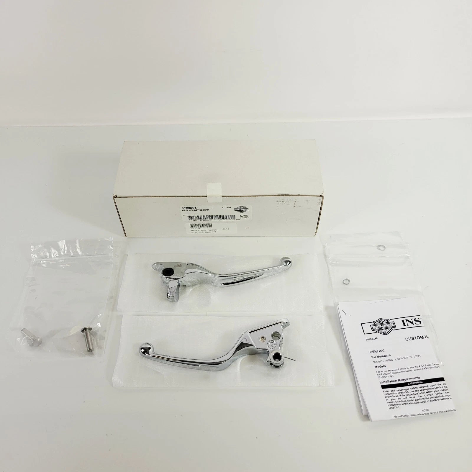 Chrome Slotted Hand Control Lever Kit for Harley Davidson Touring (2021–2025) 36700274