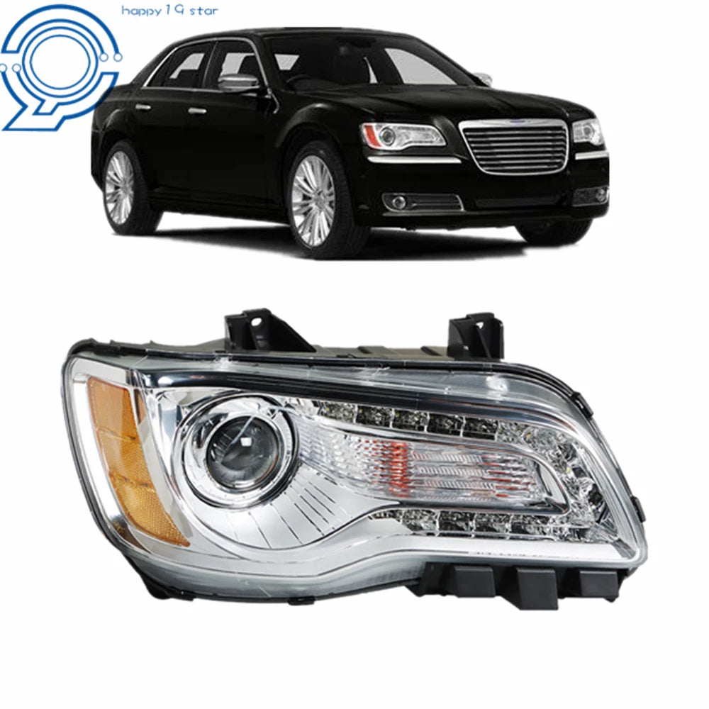 Right Side Headlight Assembly for Chrysler 300 (2011–2014) Halogen Chrome Clear