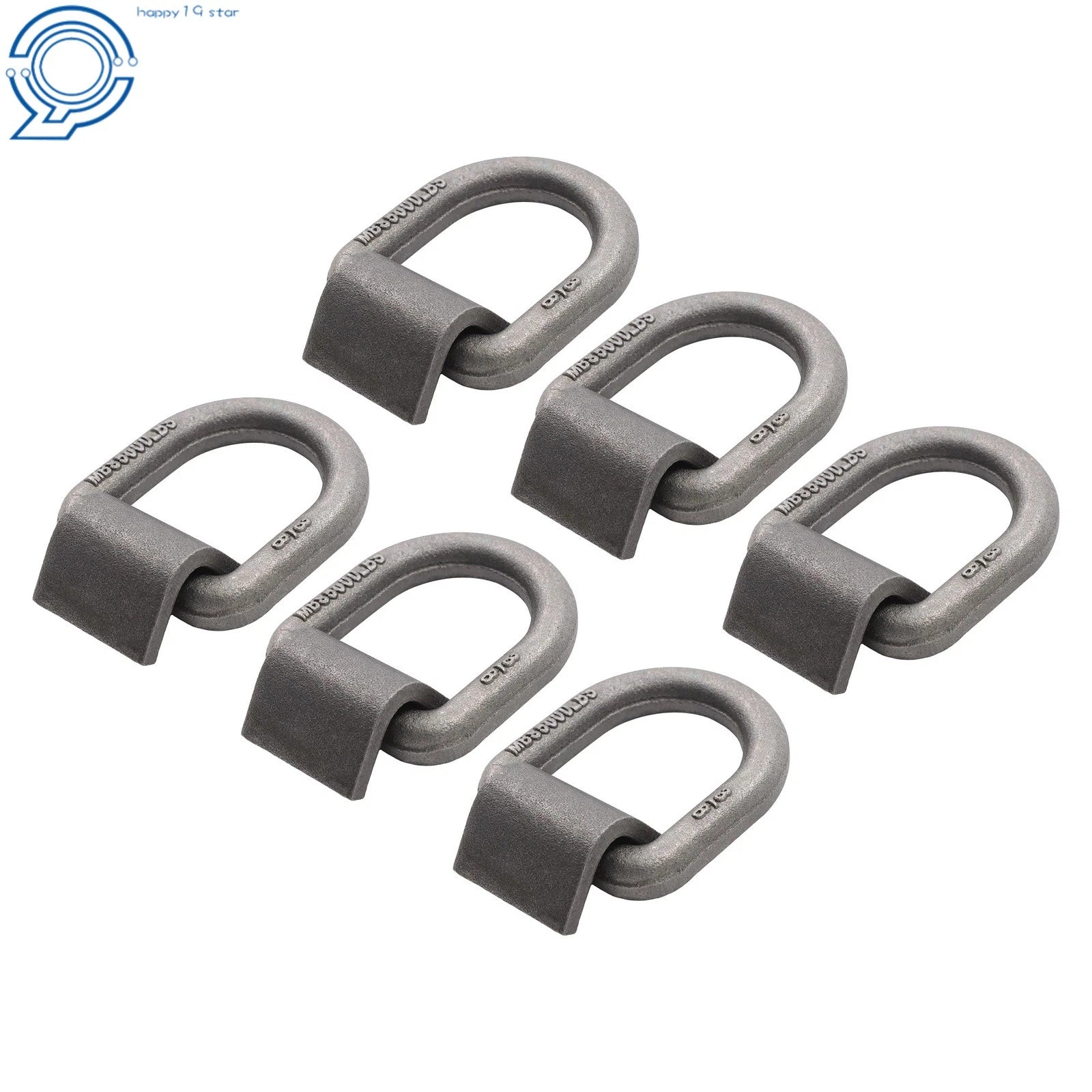 Set of 6 Heavy Duty Weld-On Forged D Rings (5000lbs Fracture Strength)