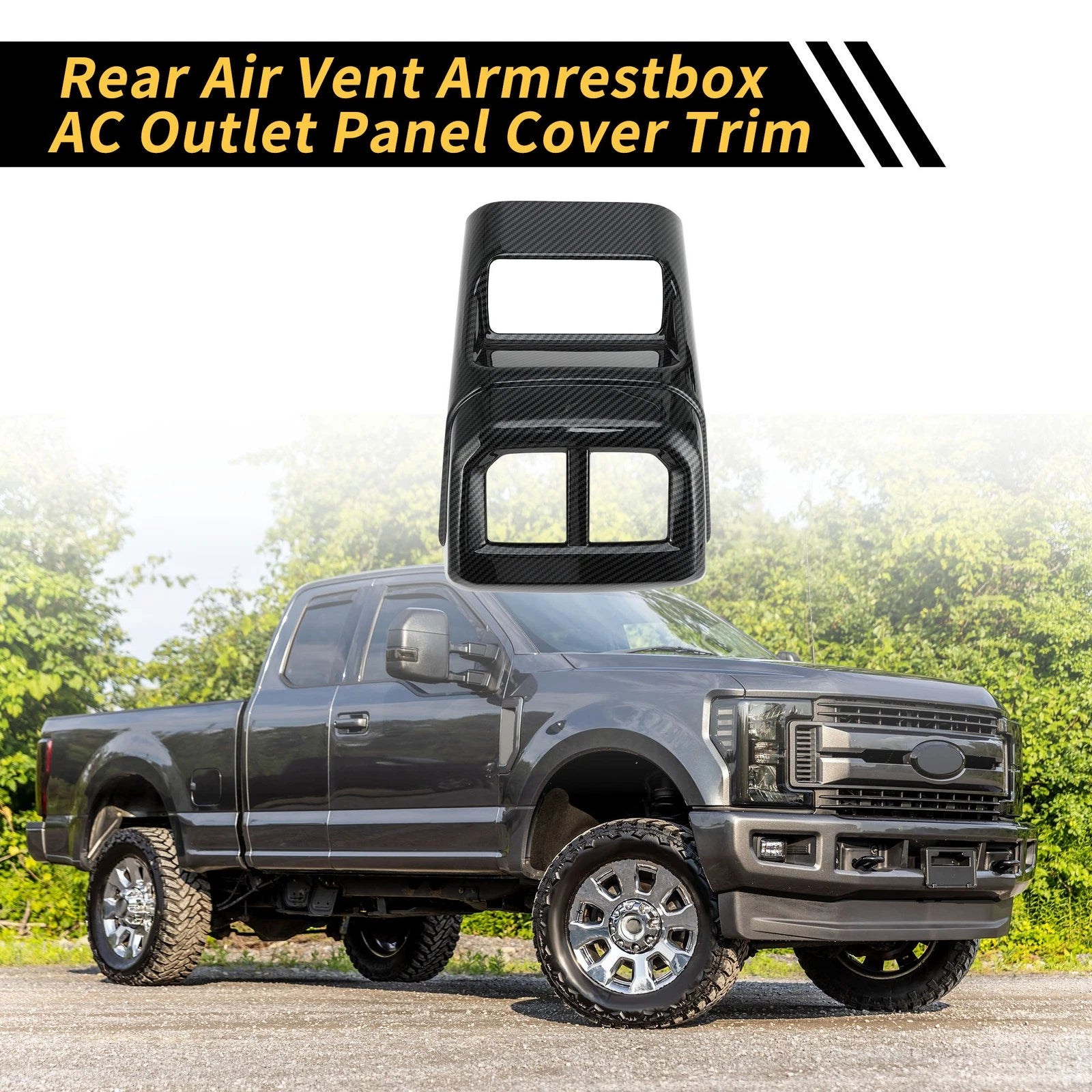 Carbon Fiber Pattern Rear Armrestbox AC Outlet Panel for Ford Ranger (2023–2024)