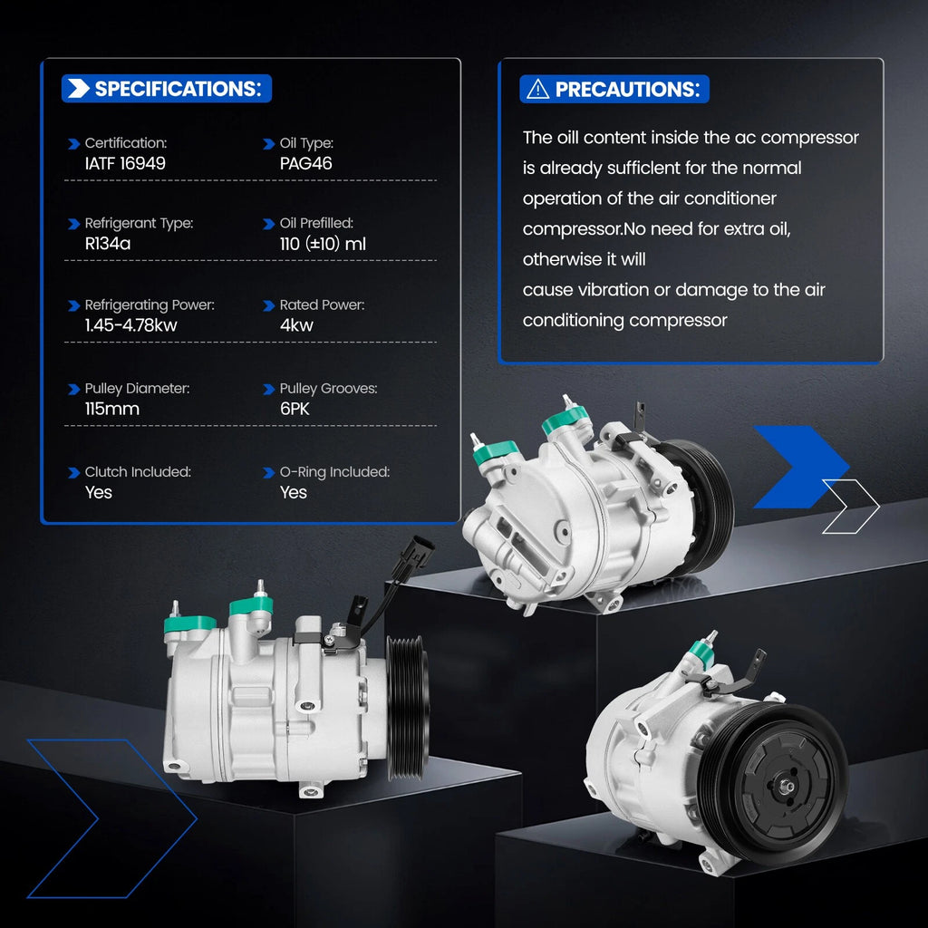 A/C Compressor for Kia Forte Koup 2014–2017, Hyundai Elantra CO 29193C