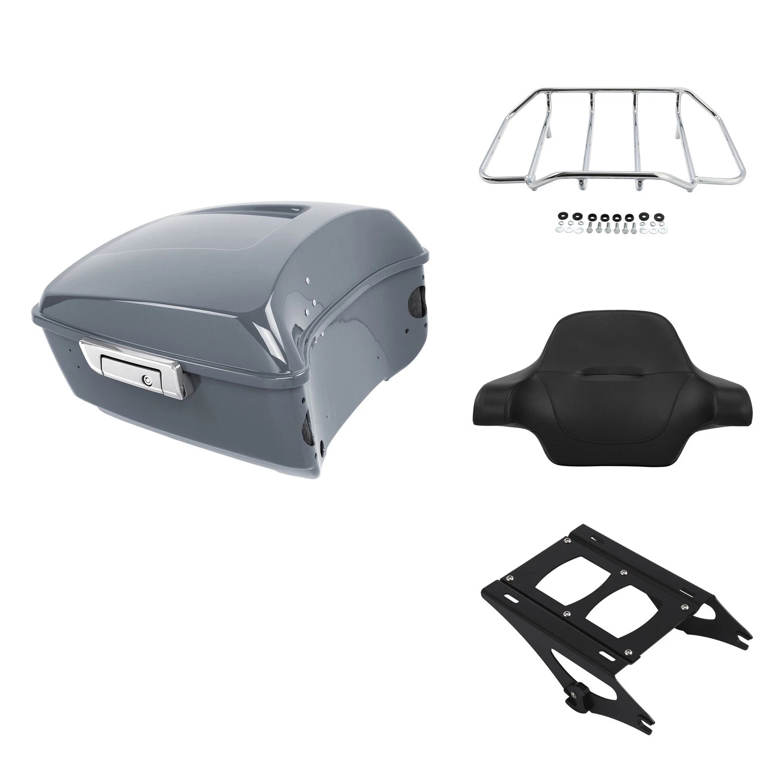 Trunk Backrest Rack Mount for Harley CVO Street Glide (2014–2023) Gunship Gray