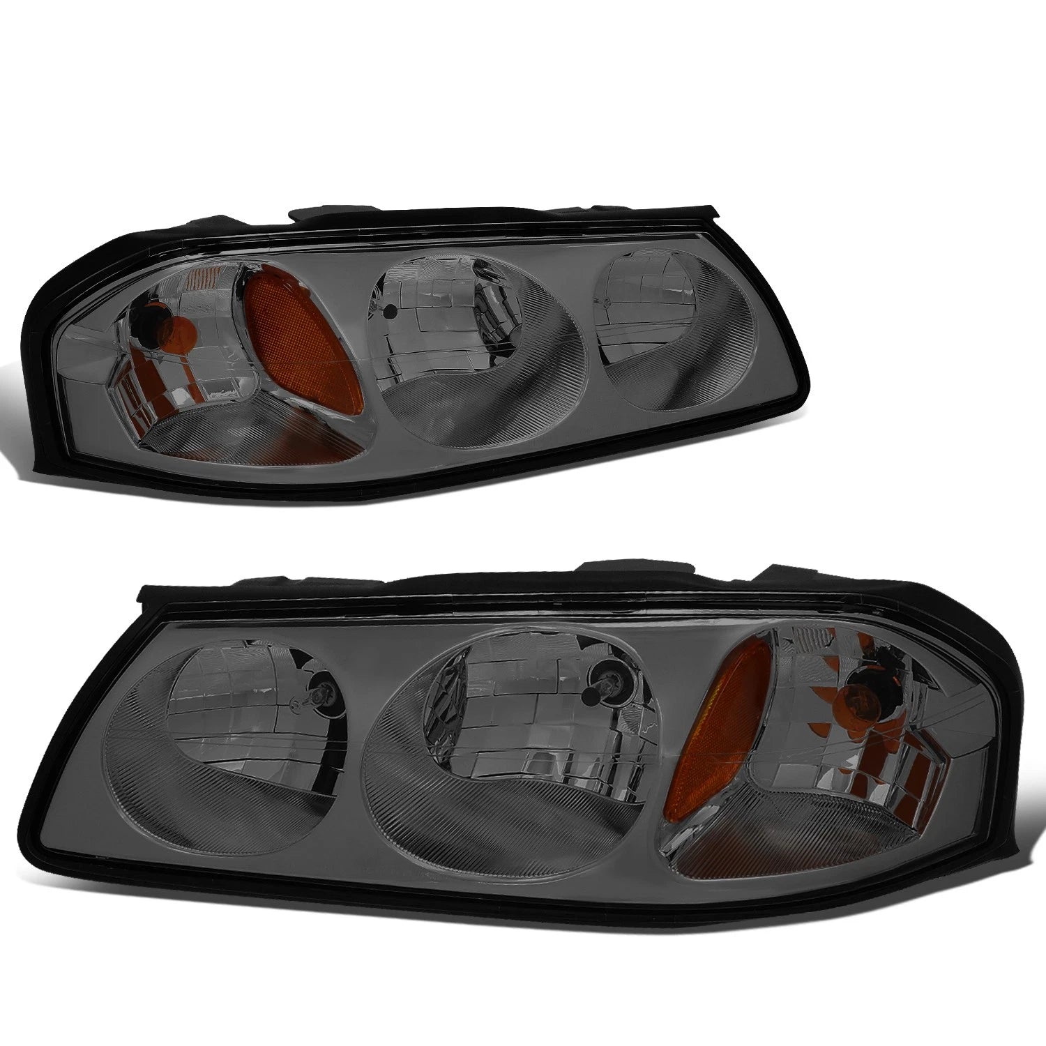 Pair of Smoked Housing Amber Turn Signal Headlights for Chevy Impala (2000–2005)