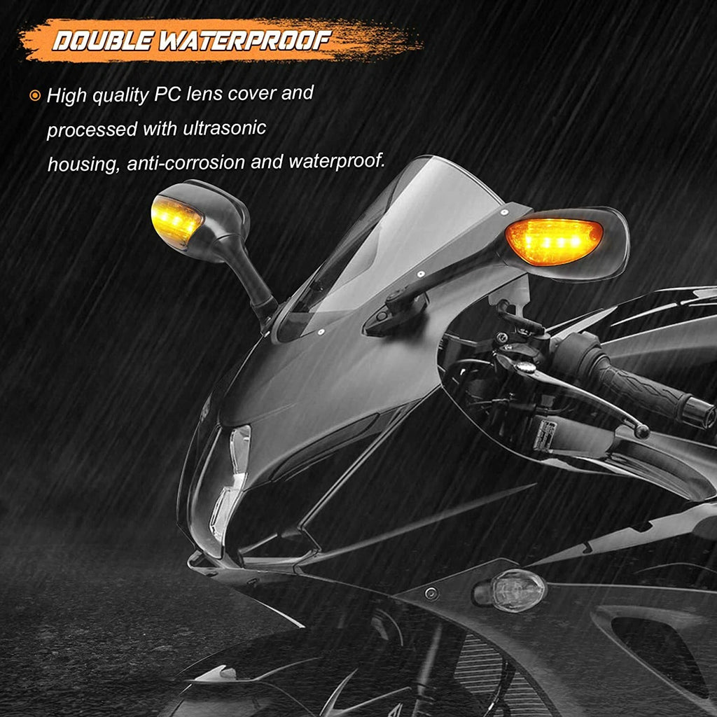 LED Turn Signal Rear View Mirrors for Suzuki GSXR 600 750 1000 (2001–2023)