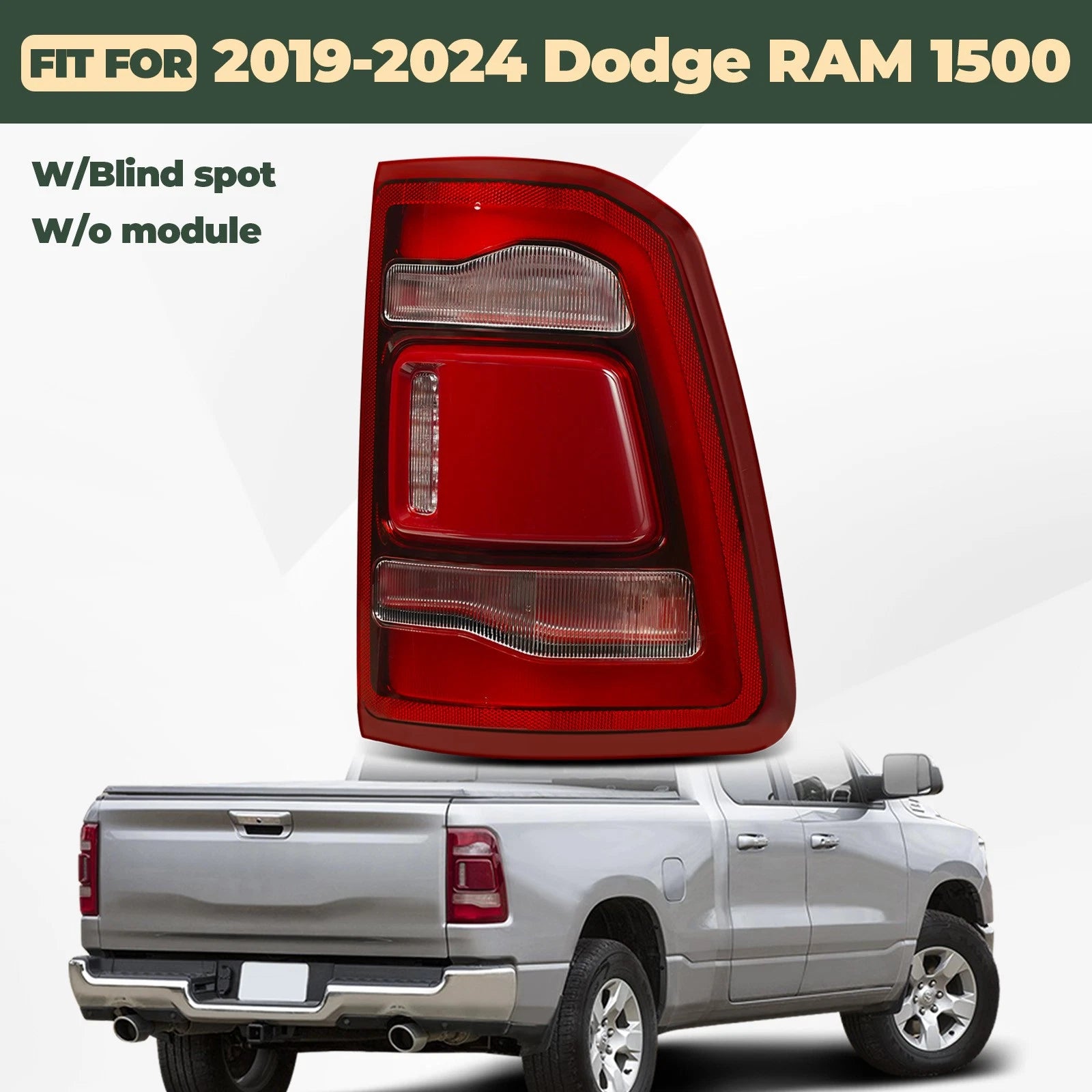 Full LED Right Tail Light for Dodge RAM 1500 (2019–2024) W/ Blind Spot