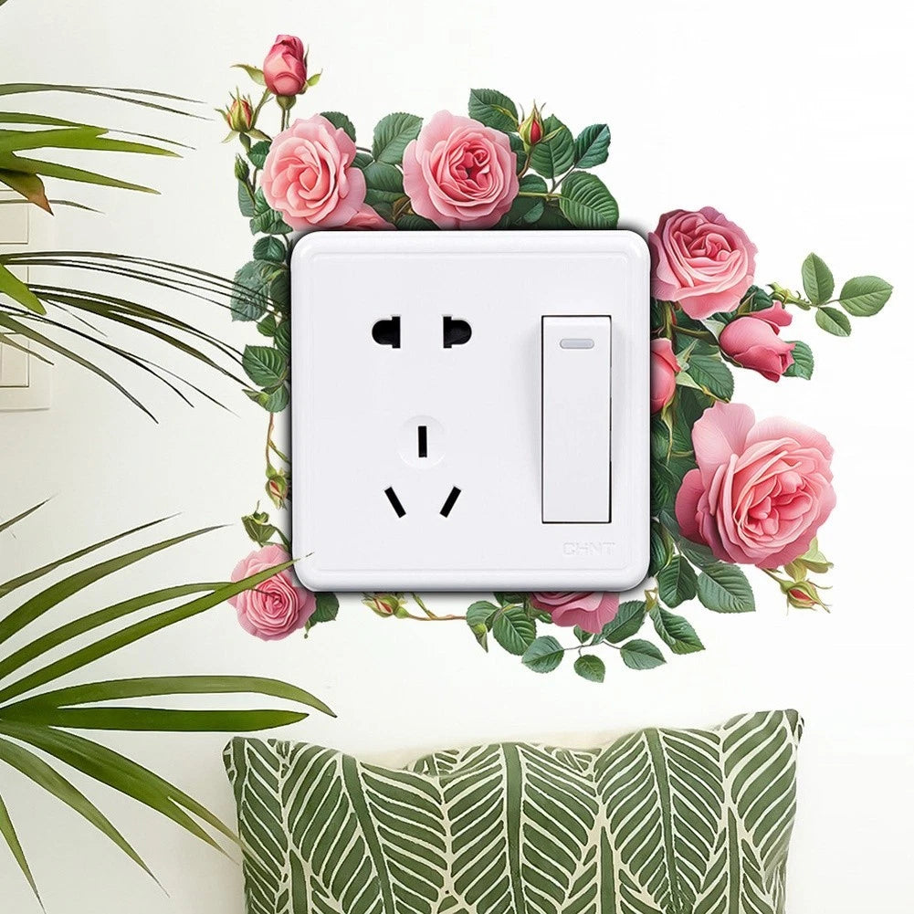 Pink Rose PVC Wall Light Switch Cover 20cm x 15cm Waterproof