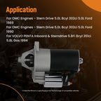 Starter Motor for OMC 5.0L 302ci (1989–1996) 3854190 987811 12V 10 Teeth
