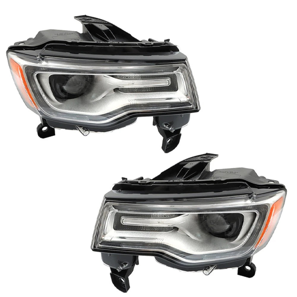 Pair Chrome Xenon Headlights for Jeep Grand Cherokee (2019â2021) LED DRL