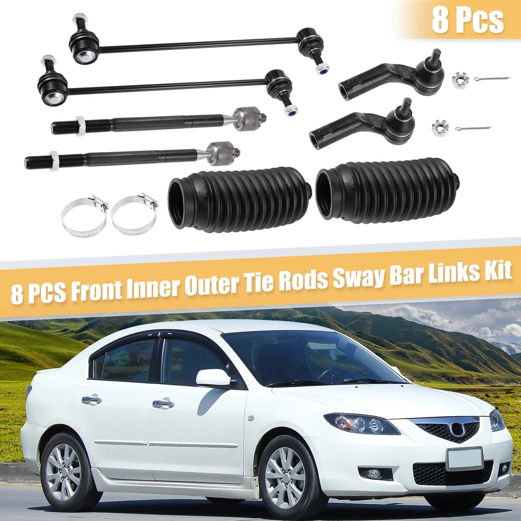 8pcs Front Outer Tie Rod End Links ES800025 for Mazda 3 (2004–2009)