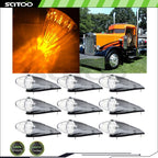 9PCS Clear LED Lens Side Marker Lights for Western Star Peterbilt Mack Kenworth