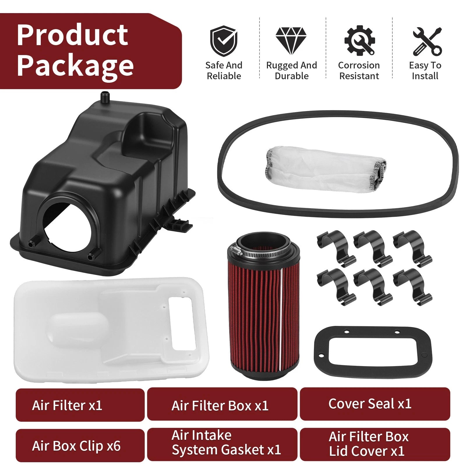 Airbox Air Filter Box Lid Kit w/Clips for Polaris Sportsman 500 4x4 (2001–2010)