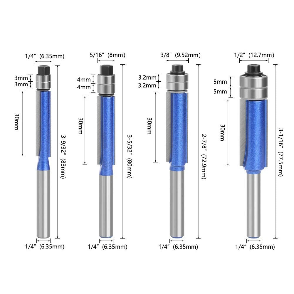 1/4 Shank Router Bit for Hard Woods & Non-Ferrous Metals (45# Steel)