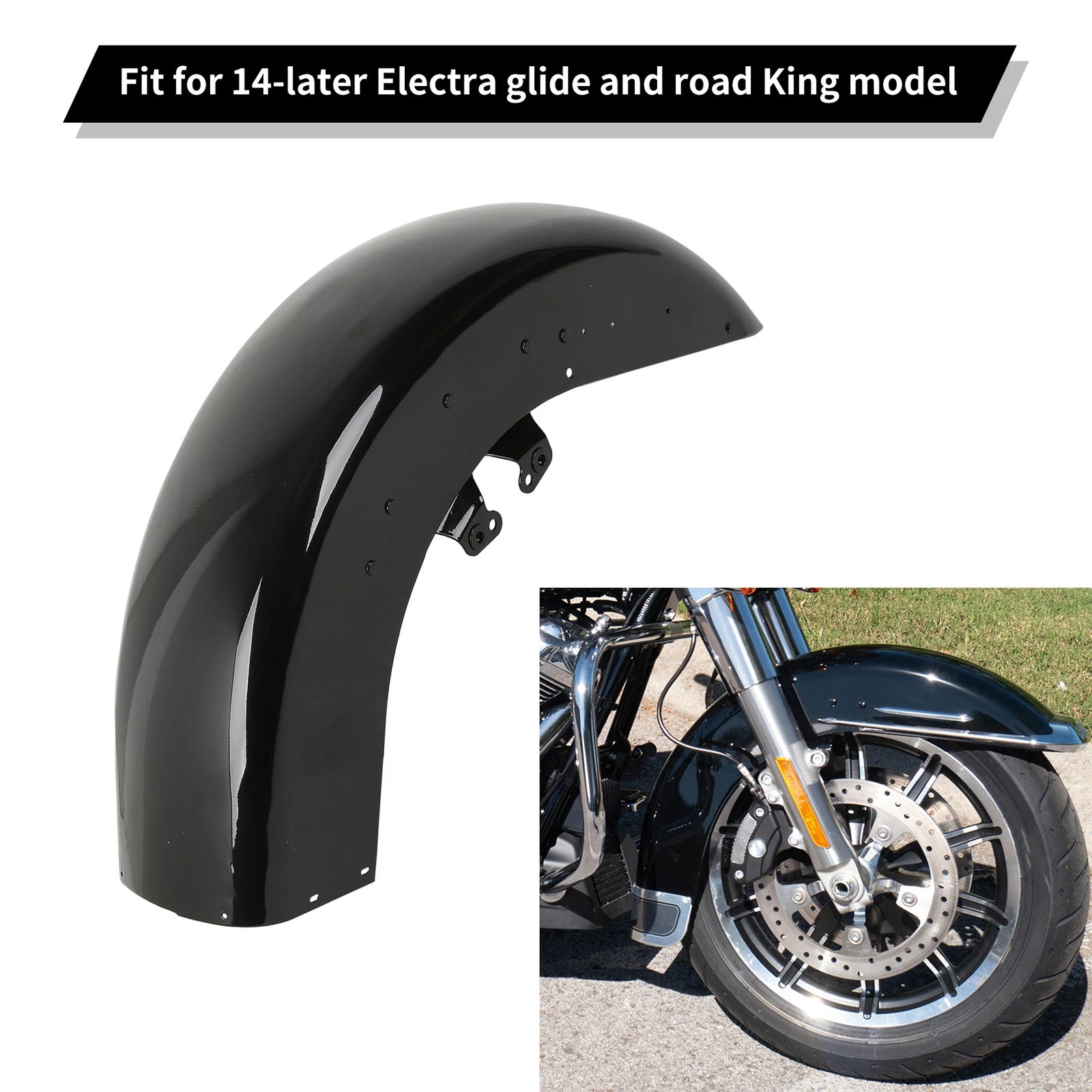 Front Fender for Harley Touring Electra Glide FLHT (2014–2024) - Glossy Black