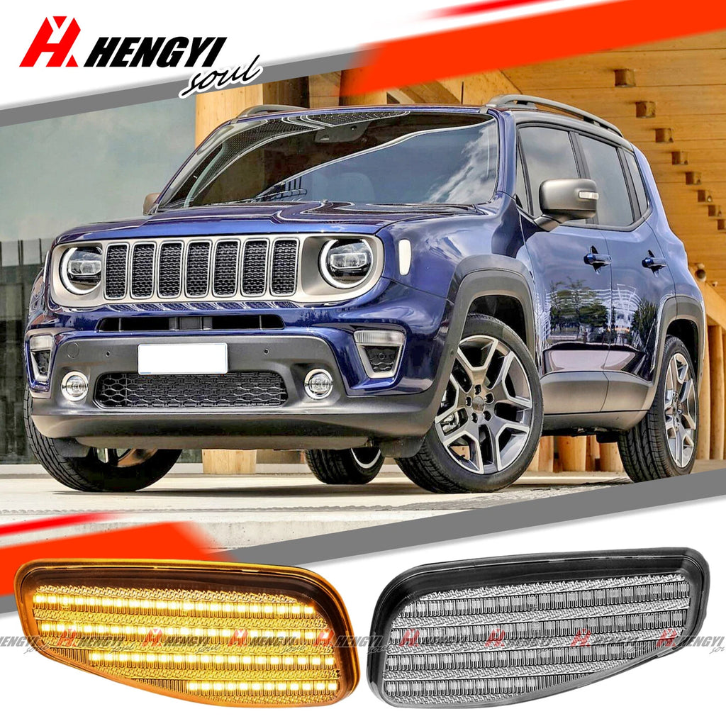 2X Clear Lens LED Amber Side Marker Lights for Jeep Renegade (2015–2022)
