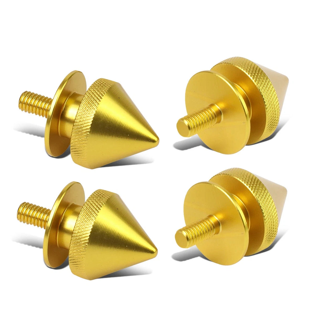 Set of 4 Aluminum Gold Spiky Bumper Quick Release Fasteners 24MMx28MM