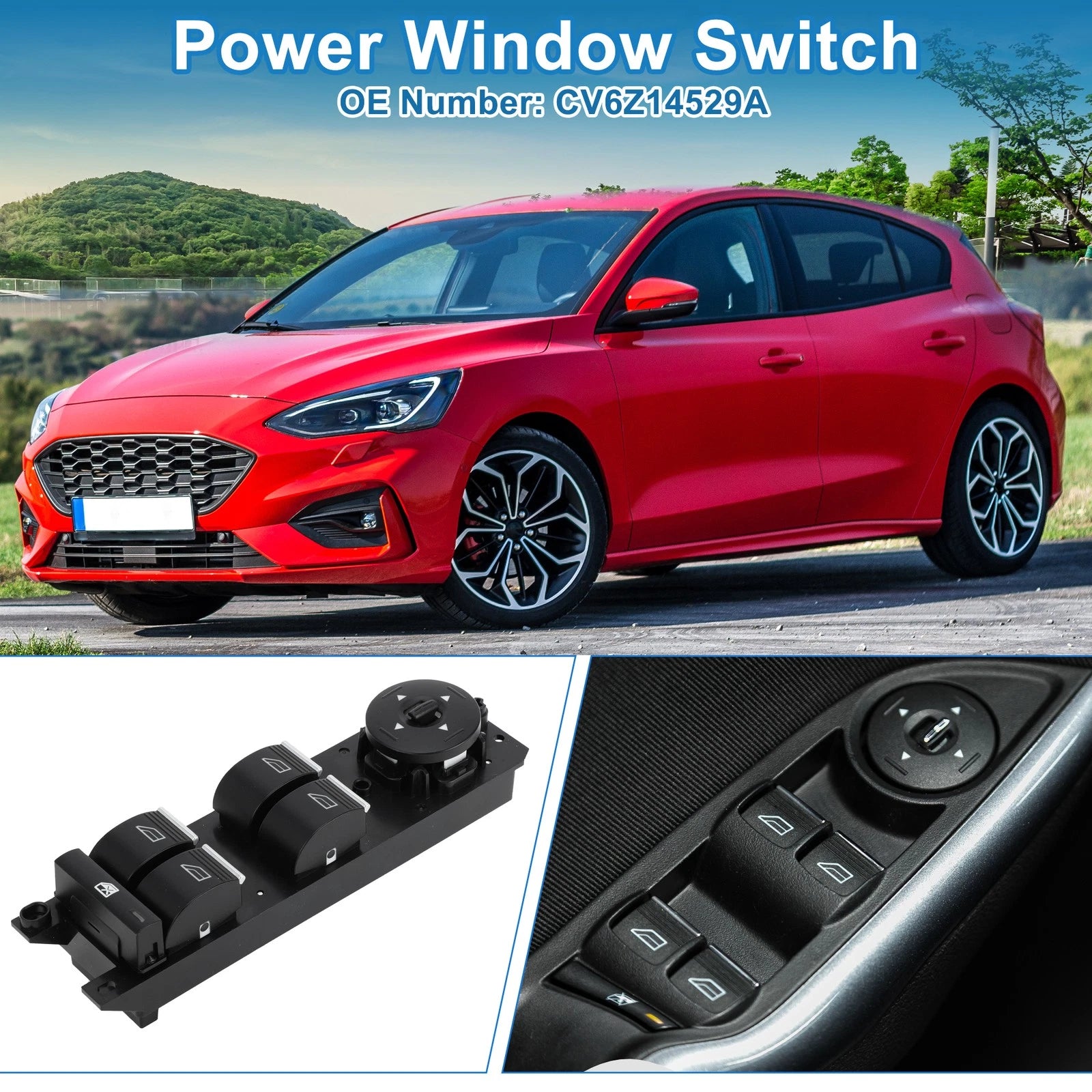 Front Power Window Switch for Ford Escape Focus Transit Connect (No.CV6Z14529A)