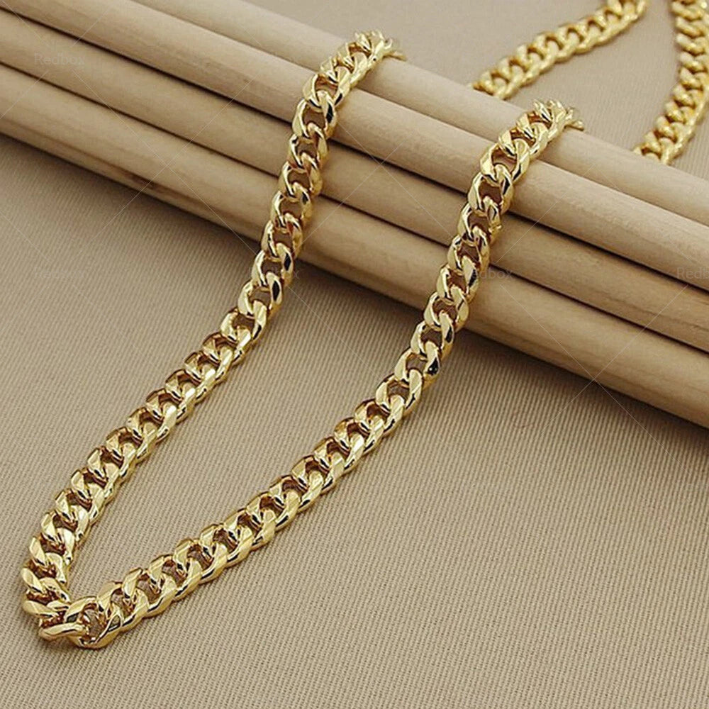 Curb Chain Necklace for Men - Yellow Gold GP 10MM Heavy Link 24"