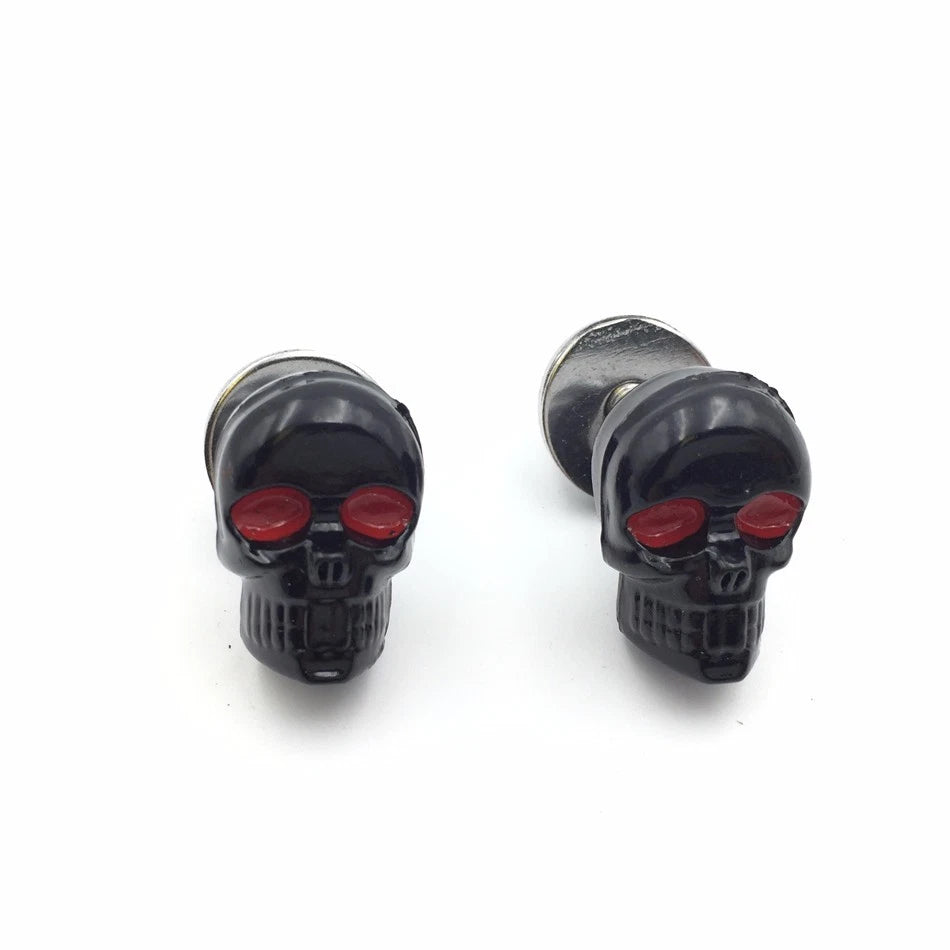 Set of 4 Black 3D Skull Zombie License Plate Bolts Screws for Universal Fit