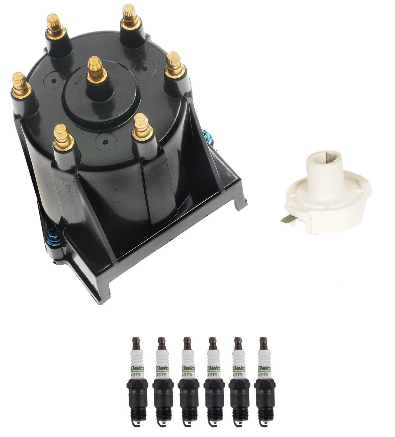 Distributor Rotor Cap & Spark Plugs Kit for Chevy Camaro GMC Pontiac (V6)