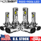 Set of 4 LED Headlight Bulbs 9005 + 9006 for High Low Beam (6500K)
