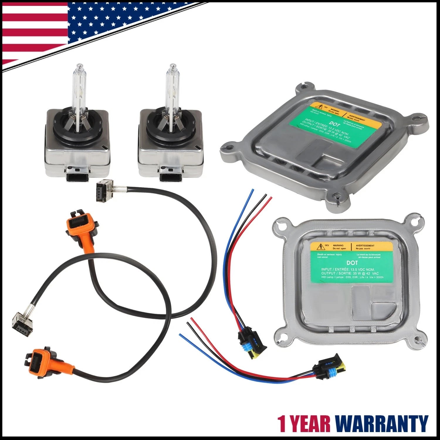 2Pcs Xenon Ballast HID D3S Bulb Wire Kit Control Unit for Ford Flex (2009–2019)