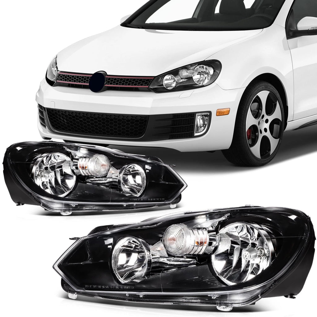 2X Headlight Assembly for Volkswagen Golf Jetta GTI (2010–2014) Black