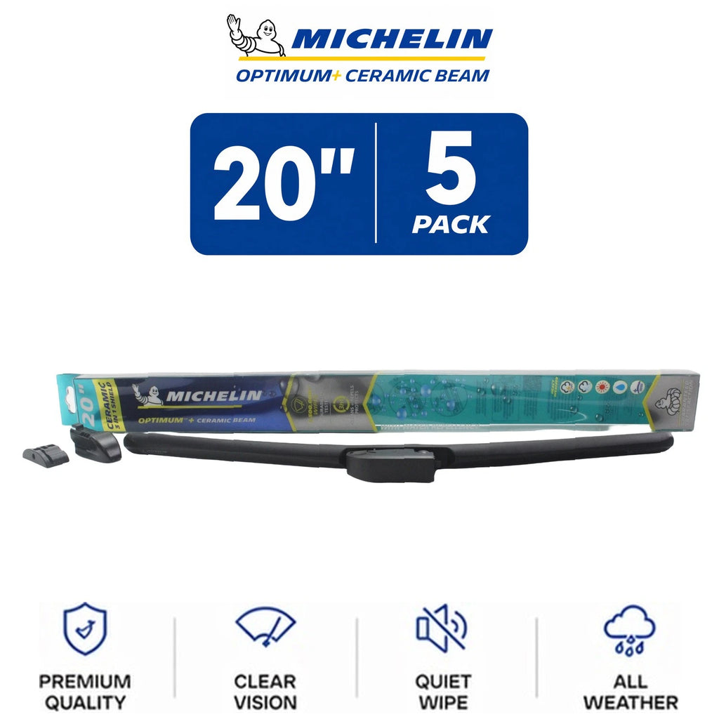 Set of 5 Michelin Optimum+ Ceramic Beam Wiper Blades 20" for All Vehicles
