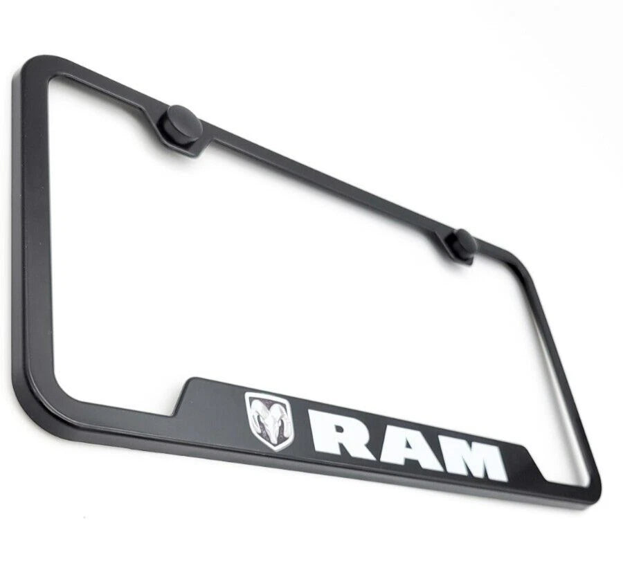 License Plate Frame Black Plastic Notched for Dodge Ram (2010–2024)