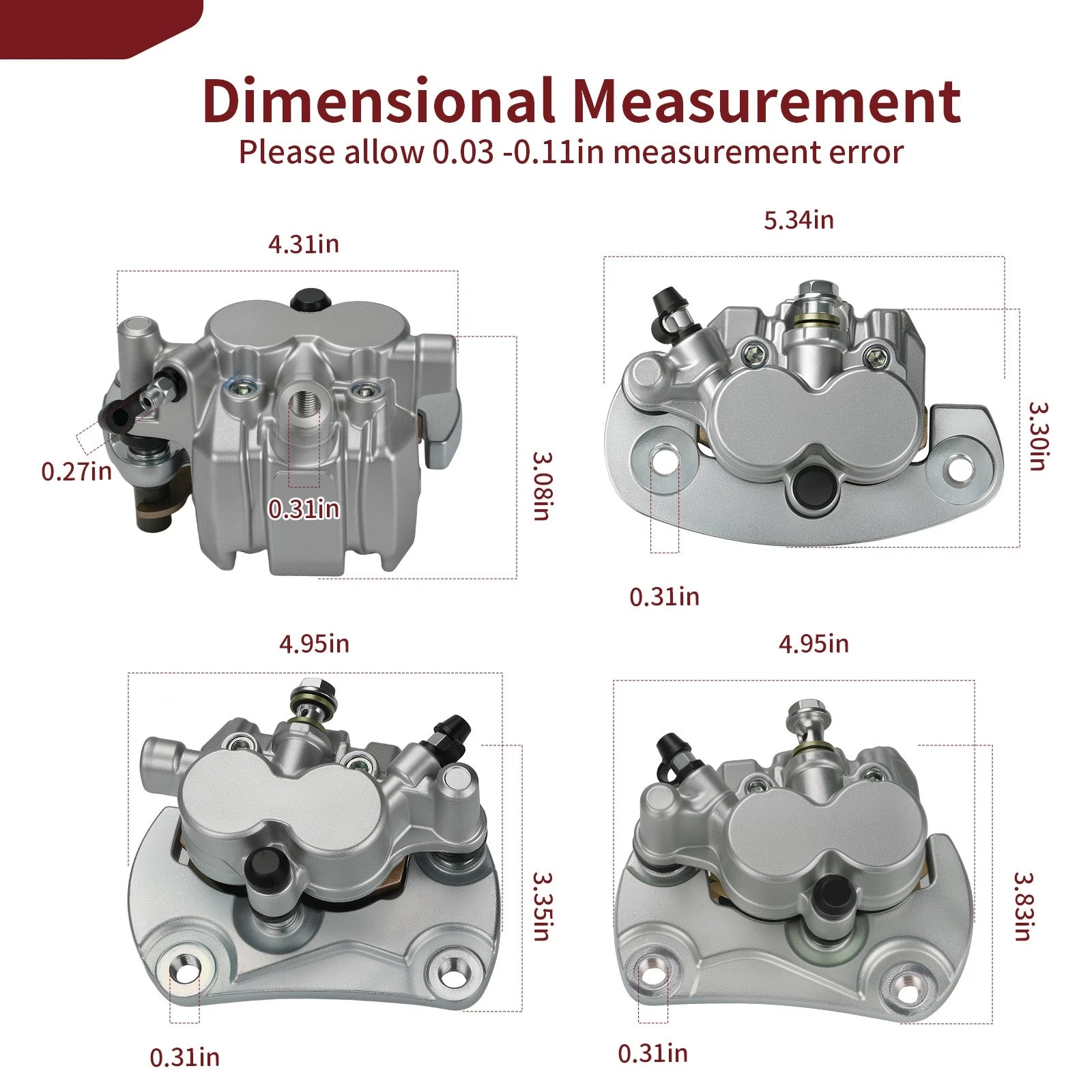 Set of 4 Brake Calipers for Can-Am Commander 1000 1000R Max (2011–2018)