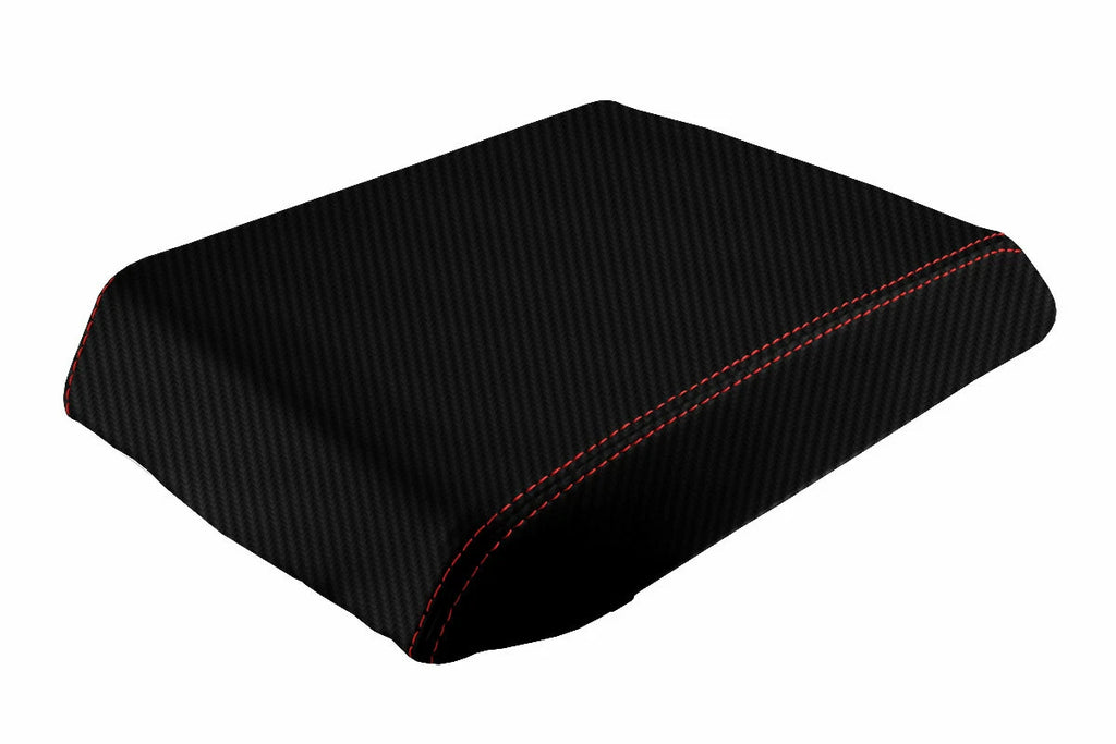 Carbon Fiber Console Lid Armrest Cover for Hummer H2 (2003–2007) Red Stitch