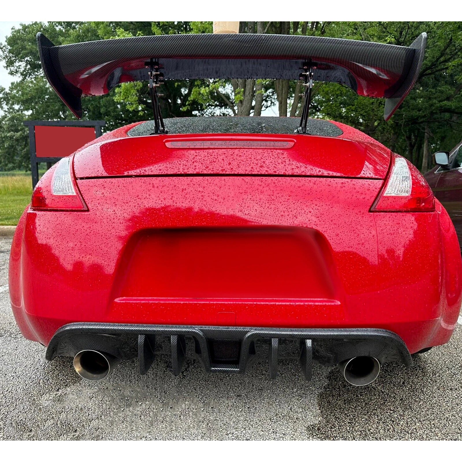 Rear Bumper Diffuser Lip for Nissan 370Z (2009–2020) Carbon Look 4 Fins