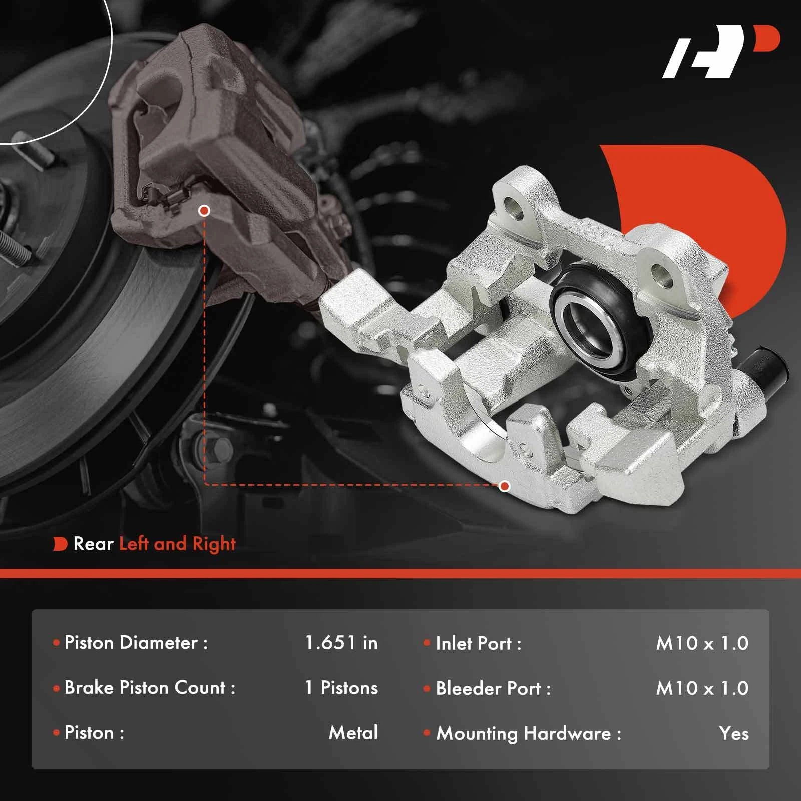 Set of 2 Rear Brake Calipers with Bracket for Mercedes GLK250 GLK350 (2013–2015)