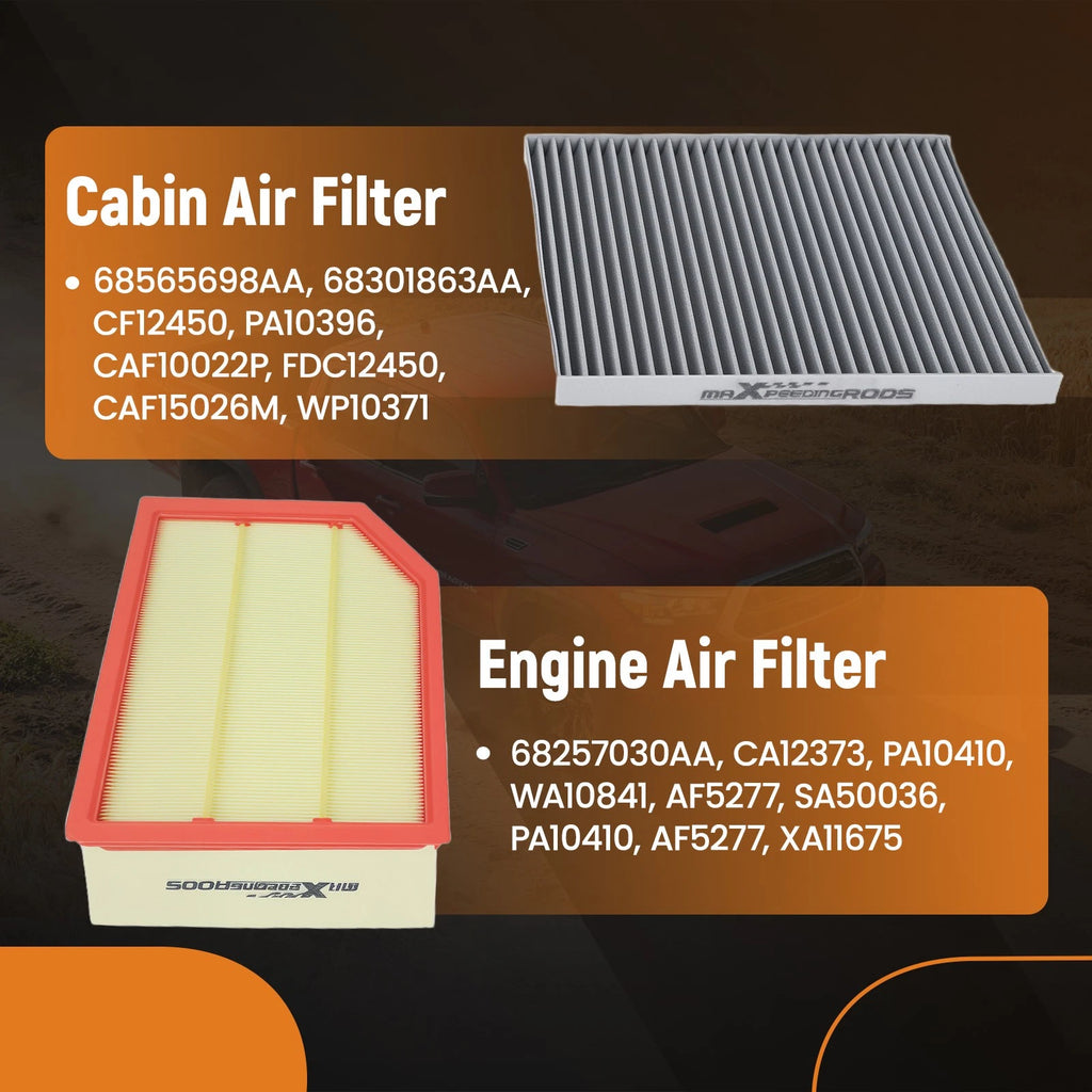 2PC Engine & Cabin Air Filter for Jeep Wrangler (2018–2025) PA10396