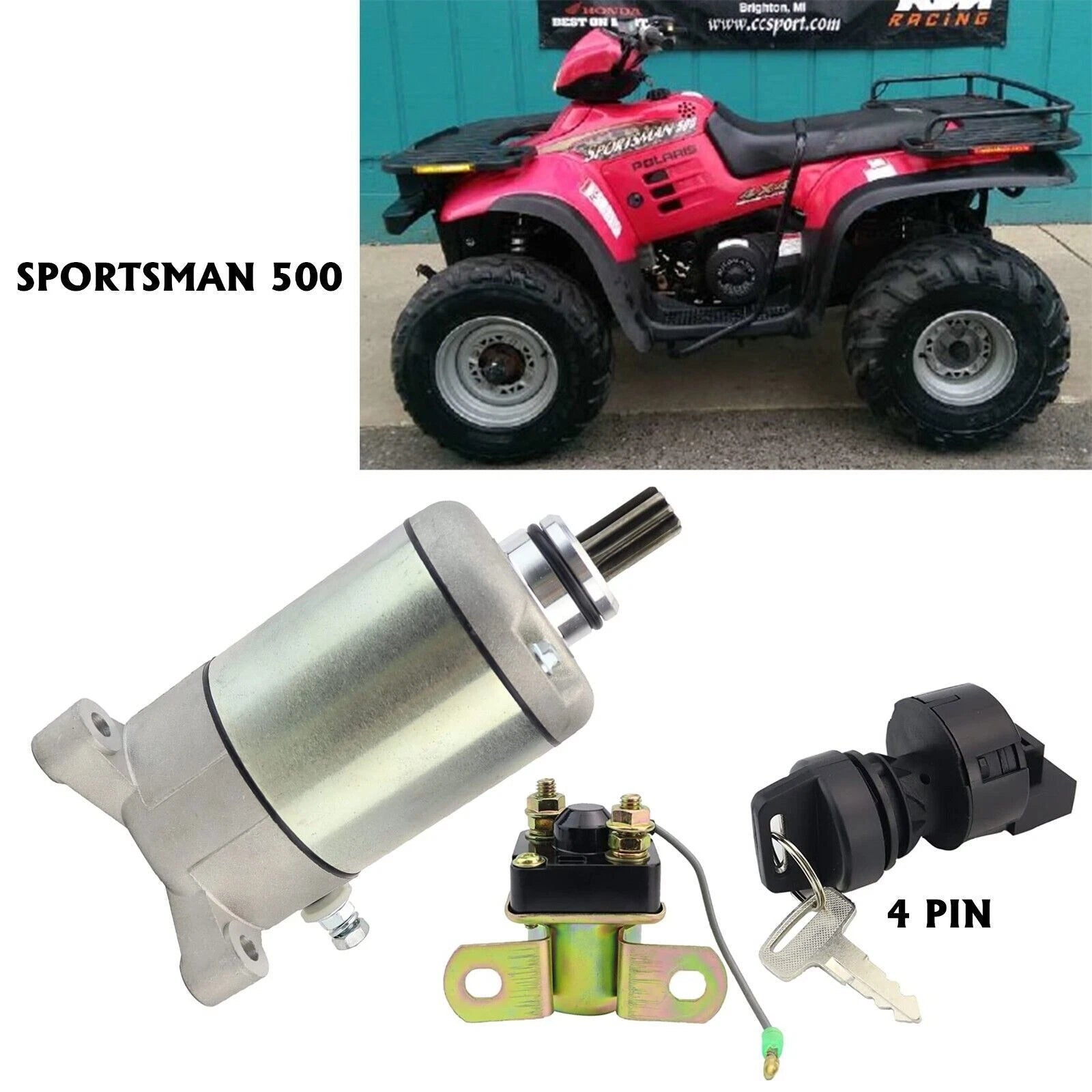 Starter for Polaris Sportsman 500 RSE (2000) with Relay & Ignition Key Switch