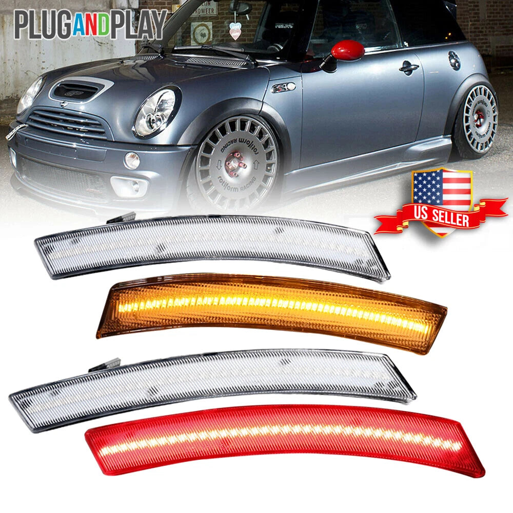 Set of 4 Clear Lens LED Side Marker Lights for Mini Cooper (2002–2008)
