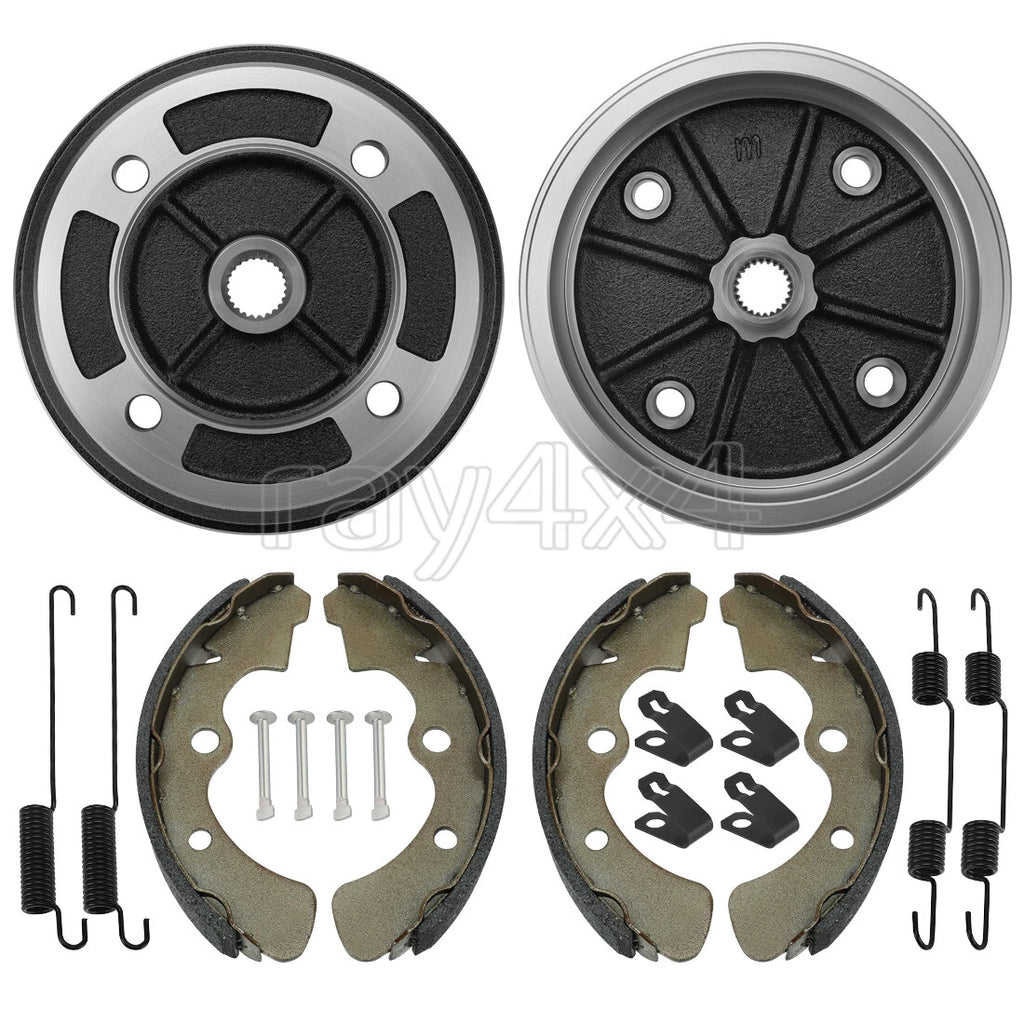 Set of 2 Front Brake Drums w/Shoes Kit for Kawasaki (41038-1219, 41048-1077, 92043-1398)