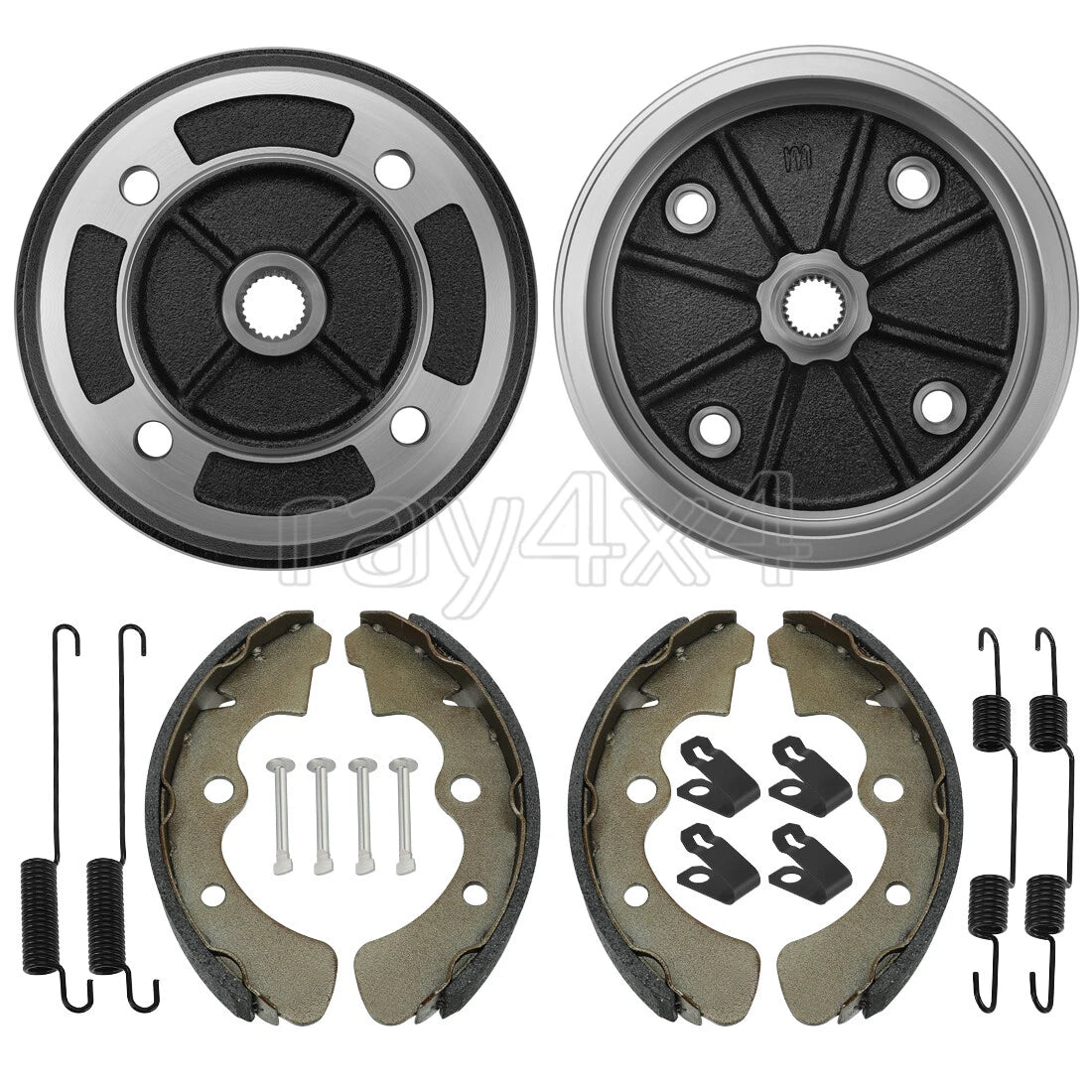 Set of 2 Front Brake Drums w/Shoes Kit for Kawasaki (41038-1219, 41048-1077, 92043-1398)