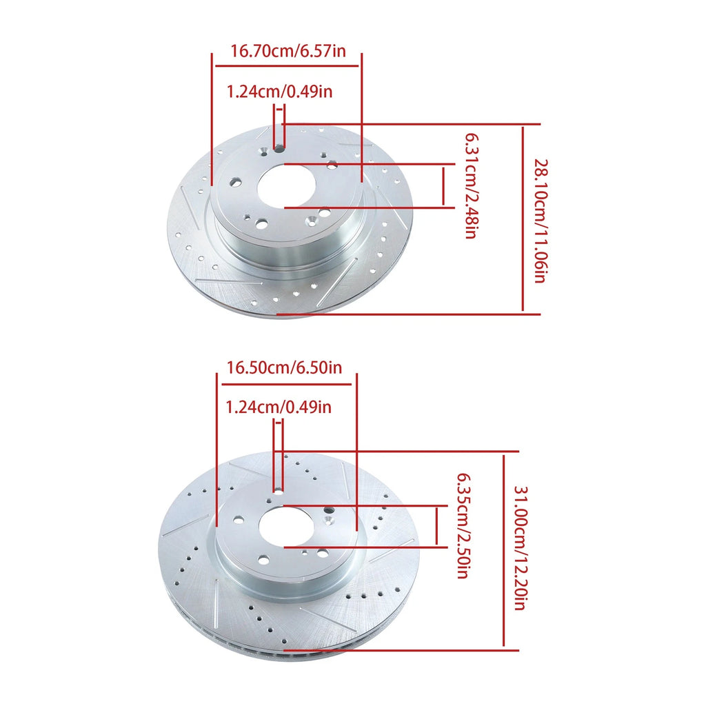 Front & Rear Drilled Rotors & Ceramic Brake Pads for Honda Accord (2018–2022)