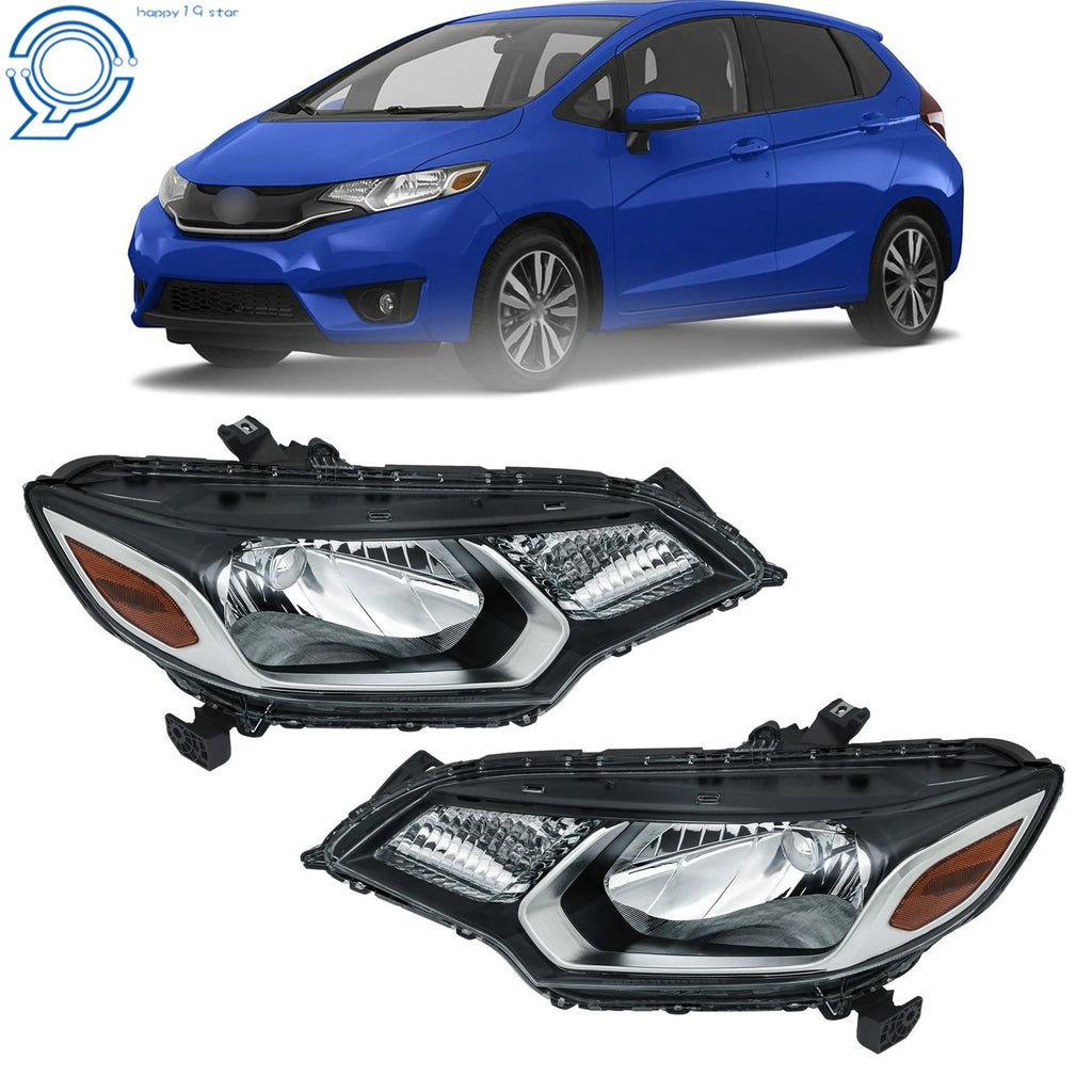 Halogen H4 Type Headlights Chrome Pair for Honda Fit (2015–2017)