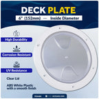 6" Round Inspection Deck Plate with Clear Lid for Marine Boat