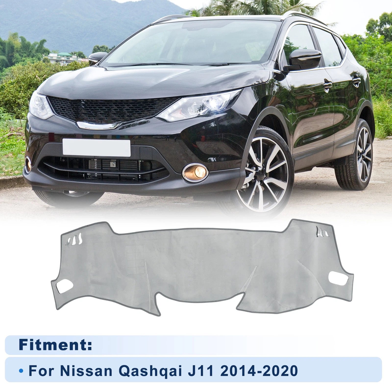 Dash Cover for Nissan Qashqai J11 (2014–2020) Without HUD, Flannel Gray