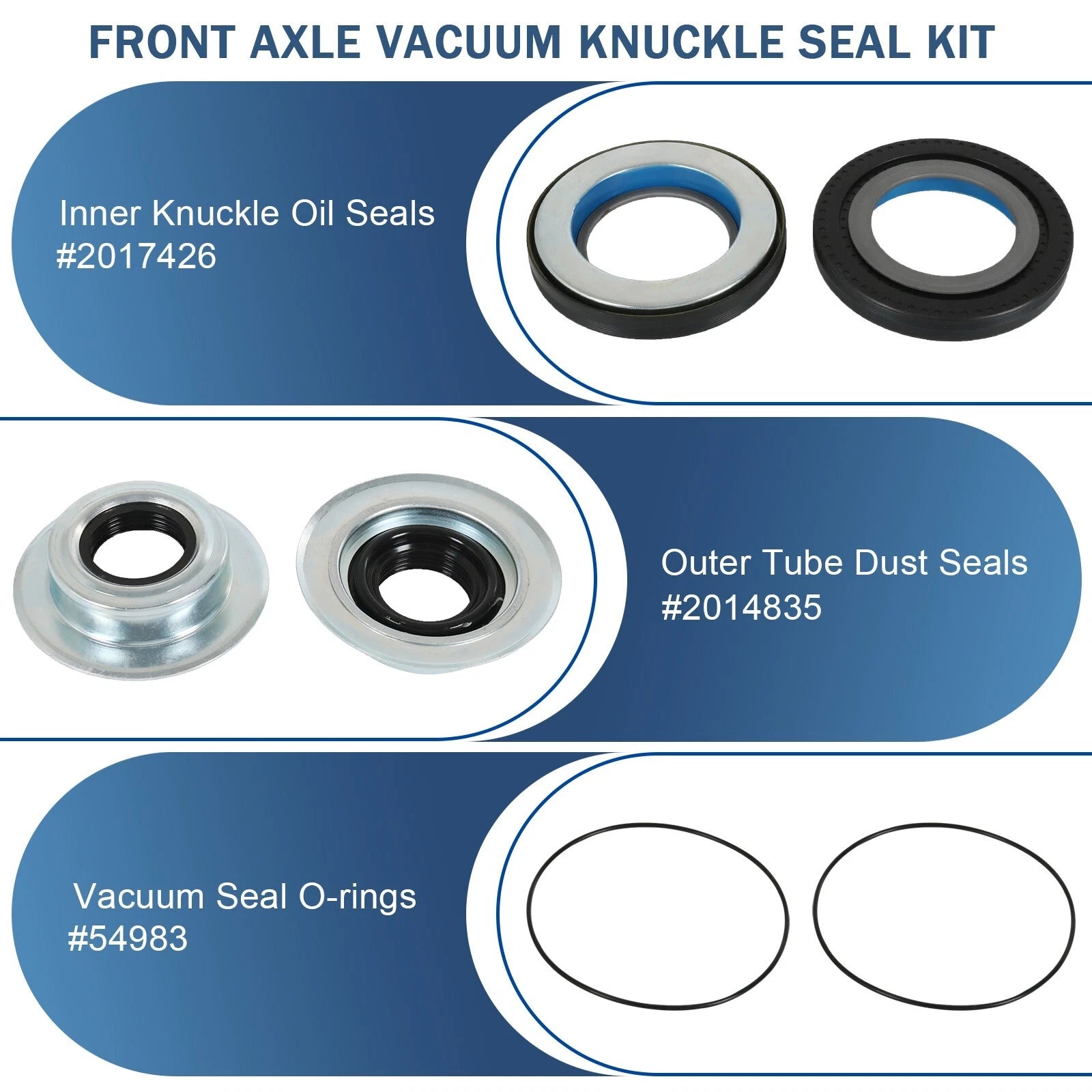 Set of 2 Front Axle Knuckle Vacuum Seals & Hub O-Rings for Ford Super Duty F250 F350 (2005–2019)