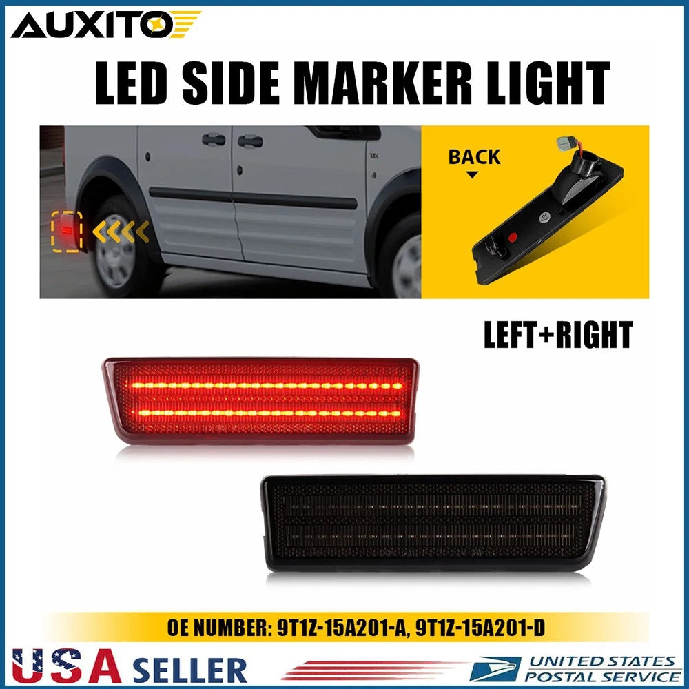 2X Smoked Red LED Rear Fender Marker Light for Ford Transit Connect (2010–2013)