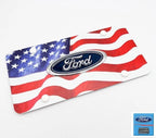 American Flag License Plate Cover Premium Color Wave for Ford Vehicles (All Years)