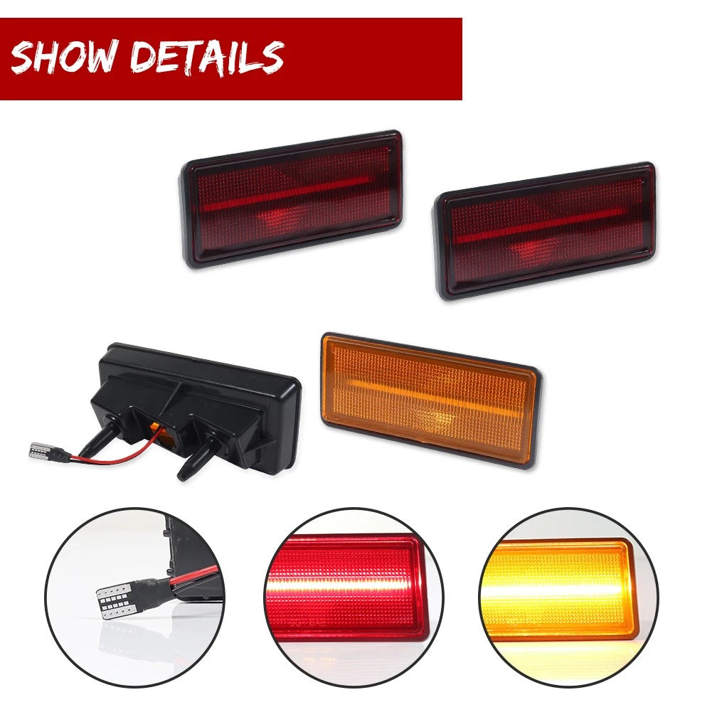 4X Amber Front & Red Rear LED Side Marker Lights for Chevy Corvette C3 (1974–1979)