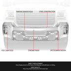 Chrome Front Bumper Face Bar for GMC Sierra 2500 3500 HD (2015–2019)