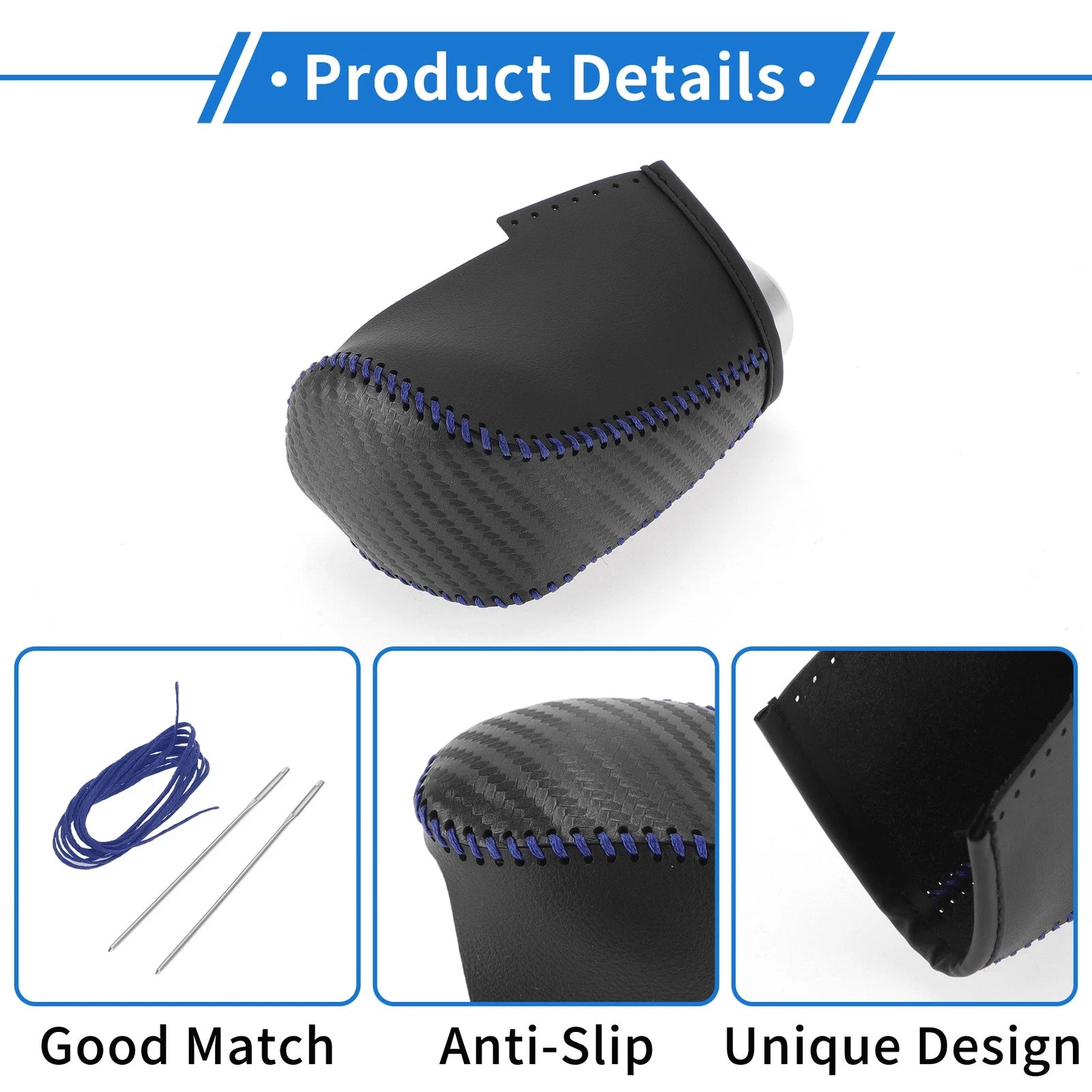1 Pc Gear Shift Knob Cover for Nissan Altima (2019–2024) Black Carbon Fiber Blue