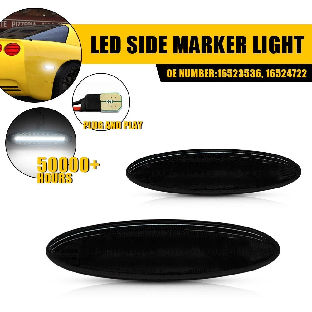 Smoke White LED Rear Side Marker Light Lamps for Chevrolet Corvette C5 (1997–2004)